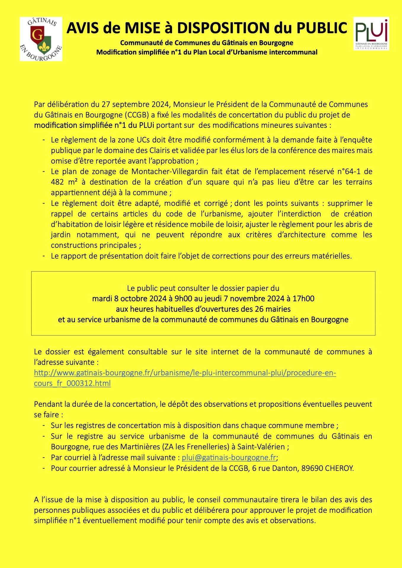 Avis concertation v panneaux jaune a3