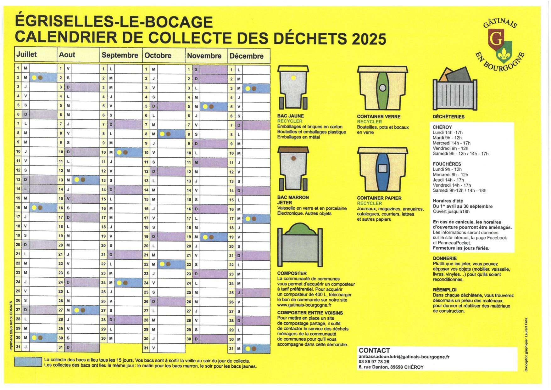 Calendrier dechets 2025 2